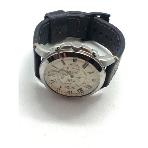 Fossil Q NDW1 Men's Brown Leather Analog Cream Dial Quartz Genuine Watch BP161 - Picture 7 of 10